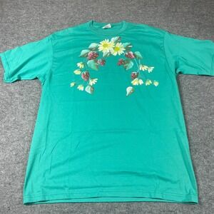 VTG Sunbelt T Shirt Mens Extra Large XL Green Flowers Floral‎ Painted Retro USA